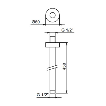 Держатель верхнего душа Fantini 450, потолочный монтаж, хром 86 02 9237