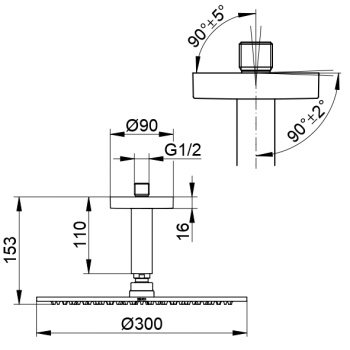 Верхний душ Keuco Edition 90 59084010101 хром