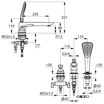 Смеситель для ванны Kludi Balance 524479175