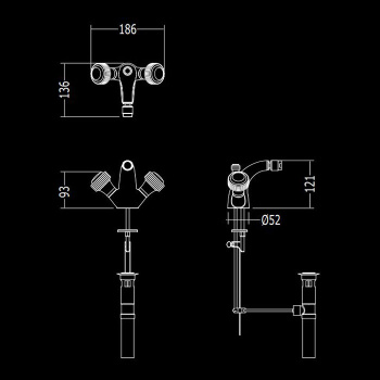 Смеситель для биде Devon&Devon Excelsior Royal на 1 отверстие донный клапан античная латунь EXC-RY110OTS