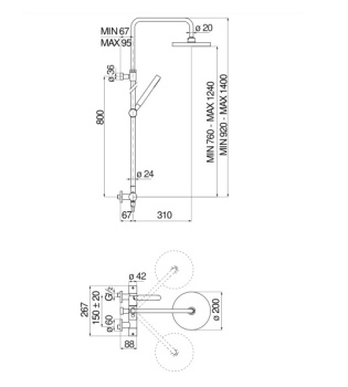 Душевая система Nobili Velis VE125030/50FLP черная