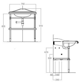 Консоль под раковину Simas Arcade 1011oro угловая золото