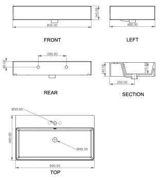 Раковина накладная 80x46 см GSG Ceramic Design Zenith ZELAVBW80000 белый глянцевый