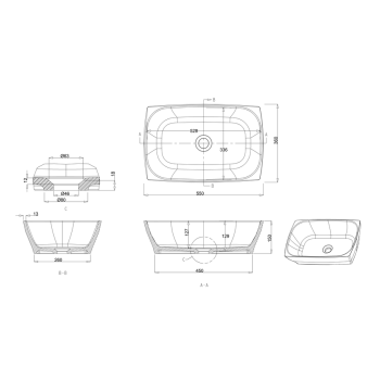 Накладная раковина Burlington RB50 белый/синий