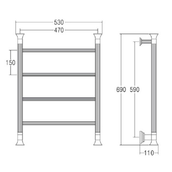 Полотенцесушитель водяной Margaroli Capitelli 2442J4704CR 69x53 хром