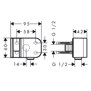 Axor One Шланговое подсоединение, с держателем ручного душа, цвет: шлифованная бронза 45723140