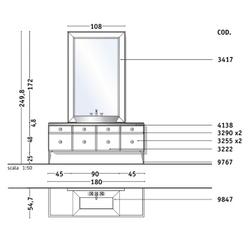 Бра с абажуром Milldue Vitage Majestic Seta satin tortora, внутренняя часть из ПВХ серебряного, 3 шаровые сферы, 1 лампа 9249