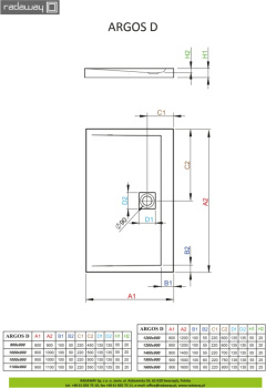 Душевой поддон Radaway Argos D90x80 800 4AD89-01