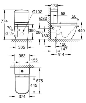 Унитаз напольный Grohe Euro Ceramic 3946200H