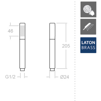 Душевая лейка Ramonsoler круглая 1 режим латунь золото 3714OC