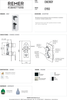 Смеситель для душа Remer Energy  хром EY93