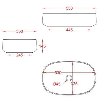 Artceram Cognac Раковина 55x35см., накладная, без отв., без перелива, цвет: matera COL003 41 00