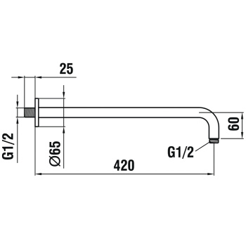 Laufen кронштейн настенный 420 мм для душевой лейки с круглой розеткой, цвет хром