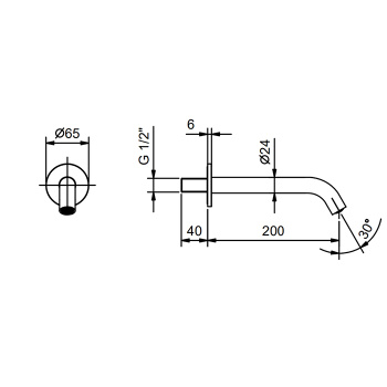 Излив смесителя со стены для раковины Fantini Nostromo излив 20 см, хром 50 02 8430