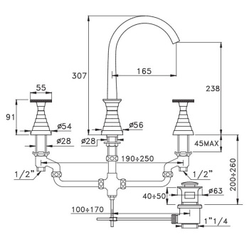 Смеситель для раковины Stella Titian 3225 TT 00015 BZ00 бронза