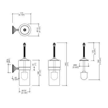 Ёршик подвесной Devon&Devon Black Diamond черная керамика хром BLKD520CRNE