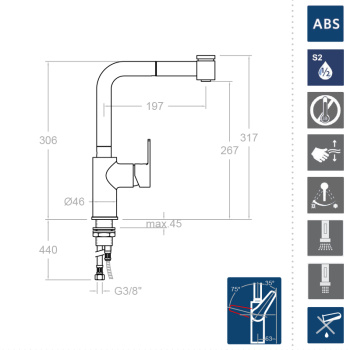Смеситель для кухни Ramonsoler RS-Q с выдвижной лейкой 931902H2