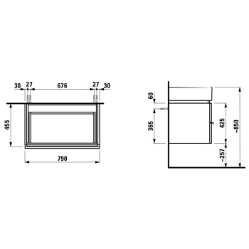 LAUFEN Living City Тумба под раковину 817436, 790x455x455 мм,1 ящик, цвет антрацитовый дуб (НЕ производится!) (1шт ждем на склад к 27января)