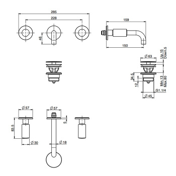 Ручки для смесителя Fima Carlo Frattini So 3 шт, золото S4OR