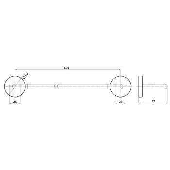 Держатель полотенец Emco Round 600мм, хром 4360 001 60