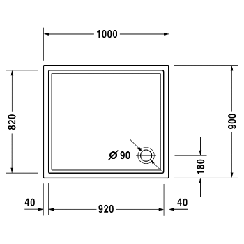 Duravit  Starck Slimline, Поддон акриловый  1000x900mm цвет белый, d90, толщина 4мм