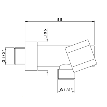 Выпуск Nicolazzi  со стены с держателем душевого шланга квадратный 1/2 MM 5690CR