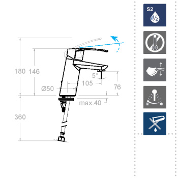 Смеситель для раковины Ramonsoler New Fly чёрный 570101NM