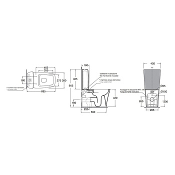Бачок для унитаза моноблок с механизмом смыва Azzurra Hera, белый HECKMB000000BI