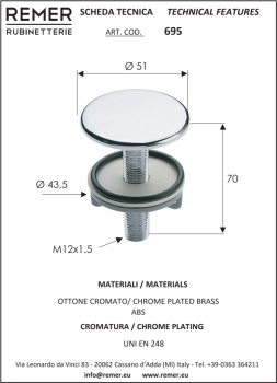 Заглушка Remer декор на раковину Хром RR 695