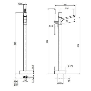 Смеситель для ванны Fima Carlo Frattini Nomos Go напольный, с ручным душем, хром F4164/4NCR