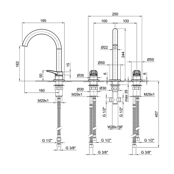 Смеситель для раковины Fantini Al/23 26 02 B204WF хром