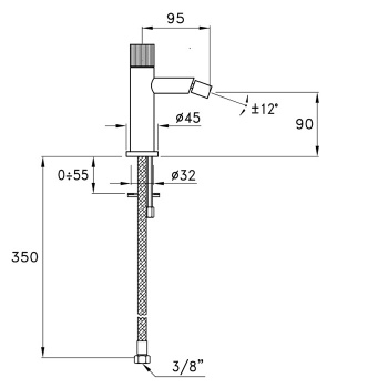 Смеситель для биде Stella Sirius на 1 отверстие, цвет черный матовый PVD SR00300PV17
