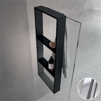 Полка тройная с крючком 35х90 см Novellini Frame R90AKFPO3590-B, цвет Silver