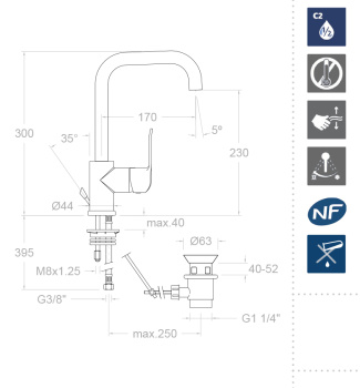 Смеситель для кухни Ramonsoler Ypsilon с автоматическим клапаном plus 6411VA1167