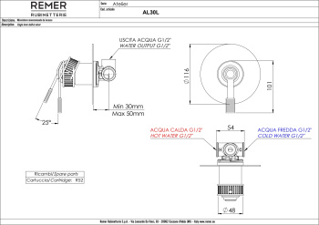 Смеситель для душа Remer Atelier  золото брашированное AL30LBG